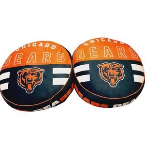 NFL Set (2) Bears 15" Plushie Circle Pillow Chicago Couch Man Cave New